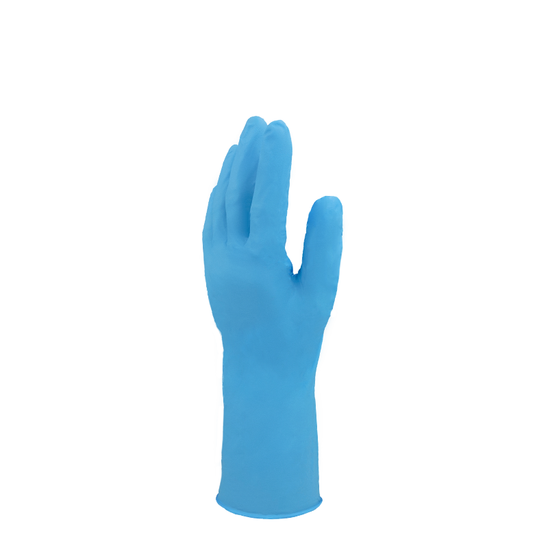 Raxwell 一次性丁腈手套，12寸加长型，无粉，蓝紫色，XL码，100只/盒