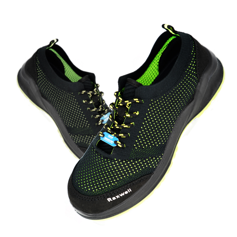 Raxwel 夏季透气型安全鞋，飞织帮面，防砸，防静电， RX-42绿黑