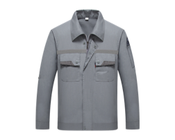 Raxwell 浅灰色夏季长袖单层防静电工作服套装 ，35%棉65%涤，2XL