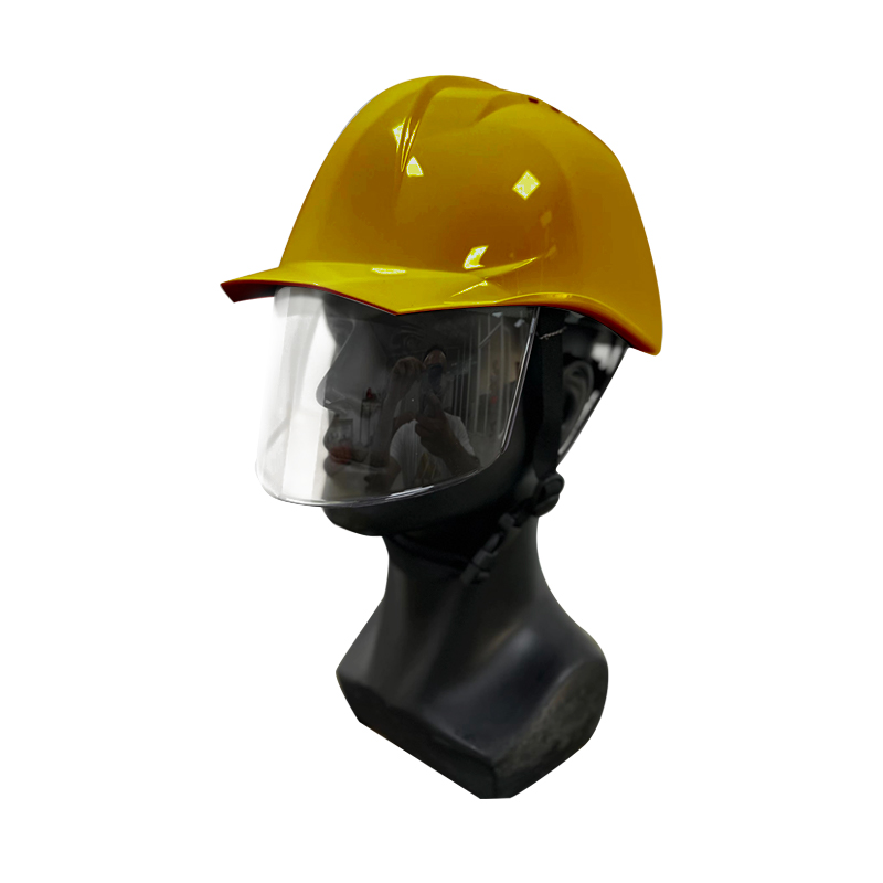 Raxwell 内置防护面罩款安全帽，ABS安全帽+PC面罩，黄色，一套/袋