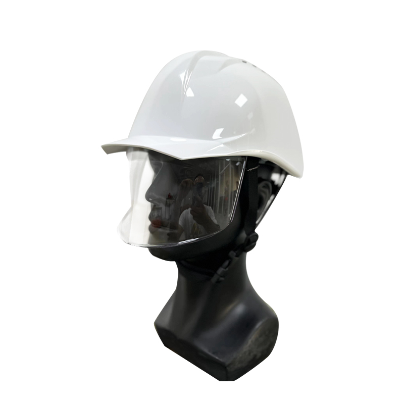 Raxwell 内置防护面罩款安全帽，ABS安全帽+PC面罩，白色，一套/袋