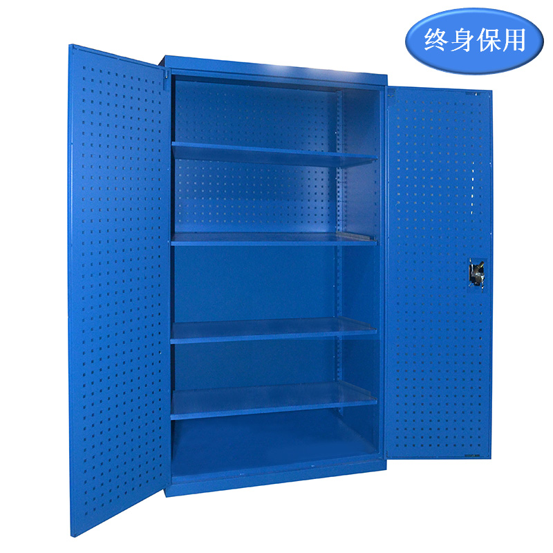 Raxwell 蓝色双开门带挂板置物柜（四层板)，尺寸(长*宽*高mm):1000*600*1800