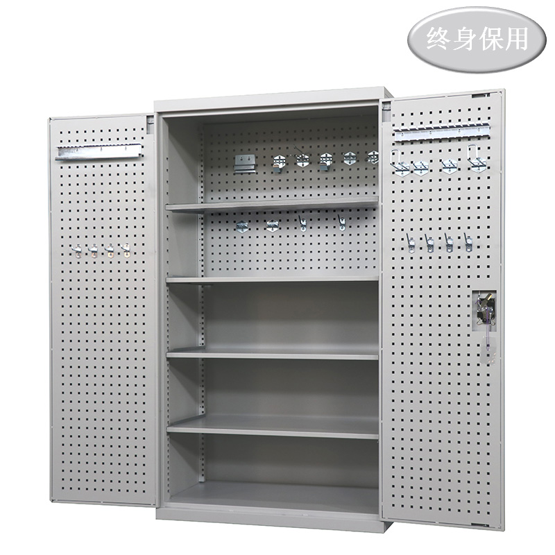 Raxwell 灰色双开门带挂板置物柜（四层板)，尺寸(长*宽*高mm):1000*600*1800