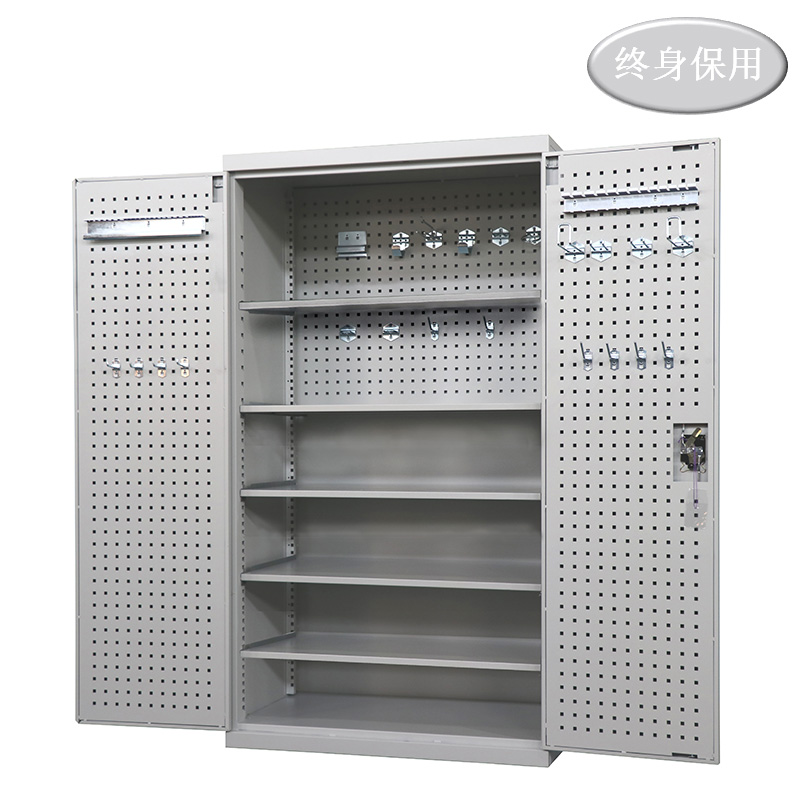 Raxwell 灰色双开门带挂板置物柜（五层板)，尺寸(长*宽*高mm):1000*600*1800