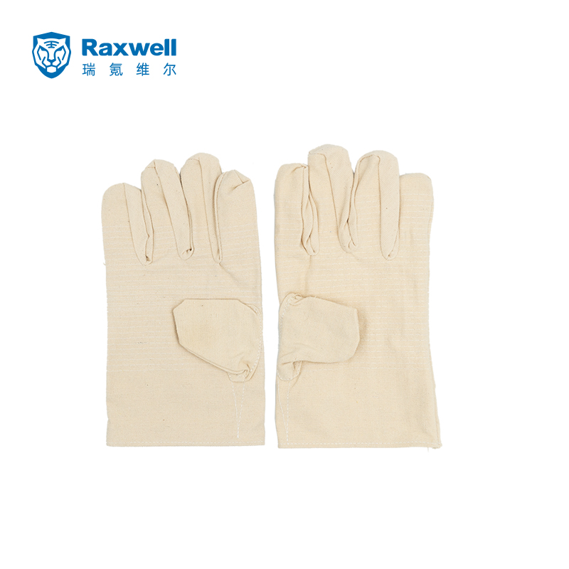 Raxwell 32道线全衬帆布手套(扣指)，2*2棉布，10副/袋，40袋/包
