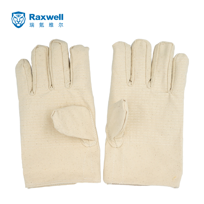 Raxwell 32道线全衬帆布手套(扣指)，4*4纯棉，10副/袋，40袋/包