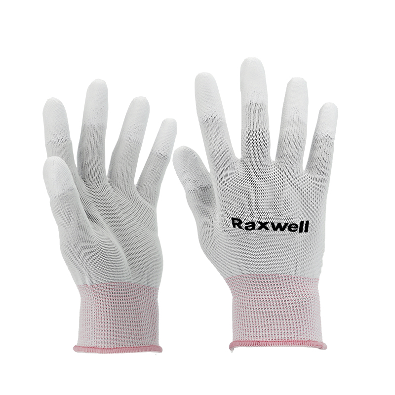 Raxwell 尼龙针织PU工作手套(指浸)，S码，RW2444，10副/包