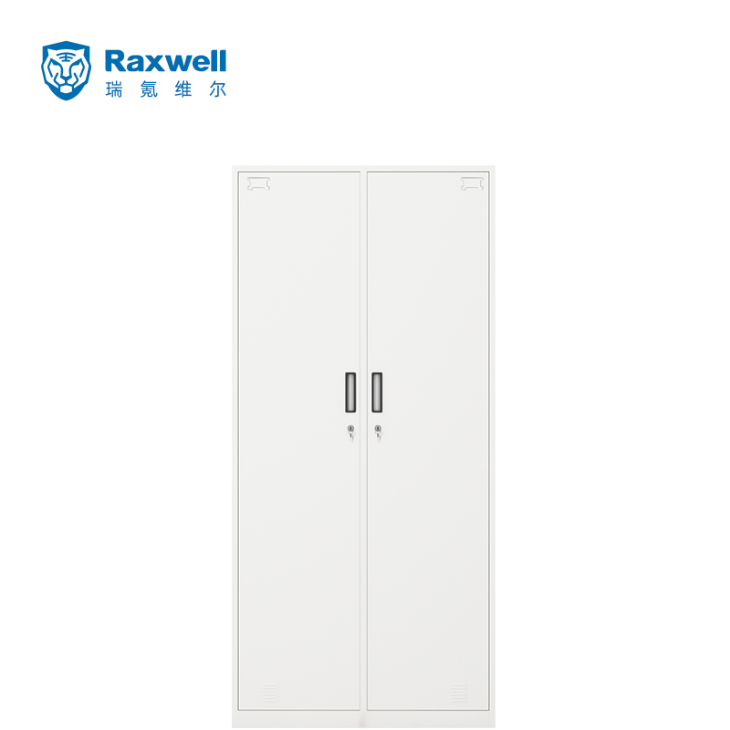 Raxwell两门更衣柜，900宽*500深*1850高，灰白色，钢板厚度为0.8mm