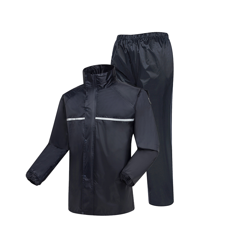 Raxwell 反光分体雨衣套装，涤丝纺，双层，183T，藏青色，XL码，RW8151，1套/袋