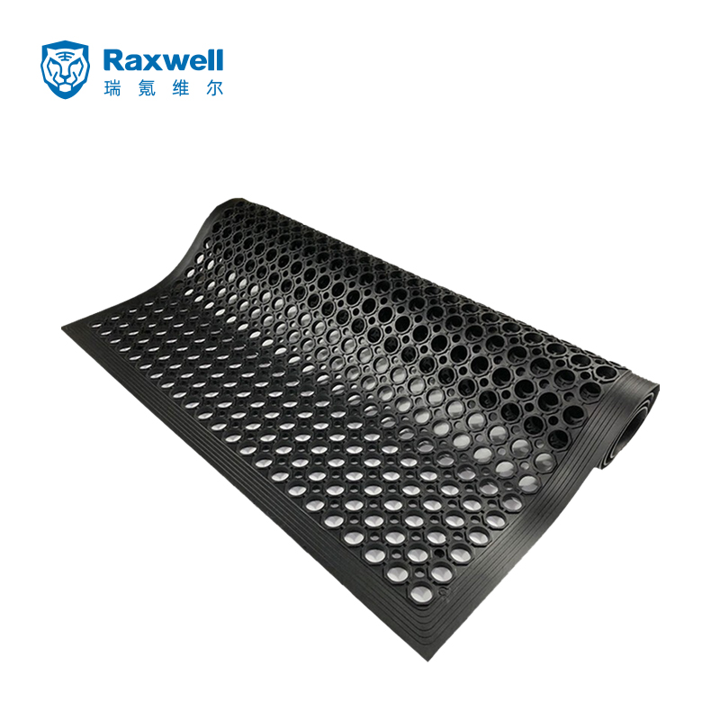 Raxwell 抗疲劳地垫，安全防滑抗疲劳孔垫，黑色 910*614*12mm 单位：片