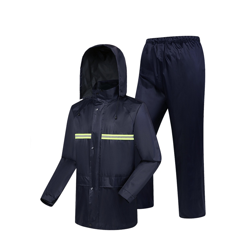 Raxwell 反光分体雨衣套装，涤丝纺，双层，190T，加厚升级款，黑色，XXXL码，RW8158，1套/袋