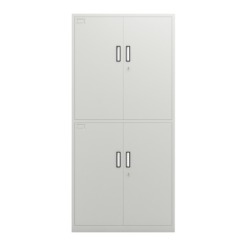 Raxwell文件柜，通体双节柜，900宽*390深*1850高，灰白色，钢板厚度为0.8mm