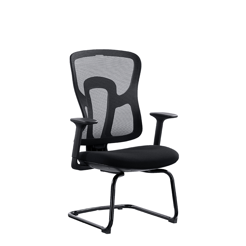 Raxwell 盈美黑框黑网弓形椅 会议椅 带扶手椅 办公椅 职员椅  600*660*1020