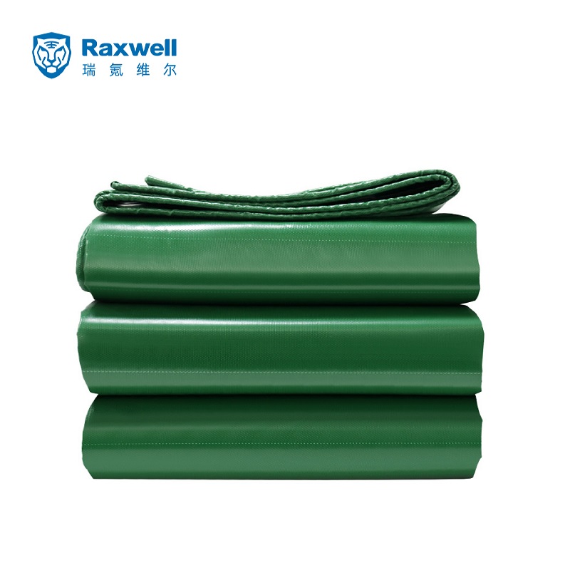 Raxwell 绿色防雨刀刮布，尺寸(m):10*15，厚度:0.35（±0.05）mm，克重:450g/平方