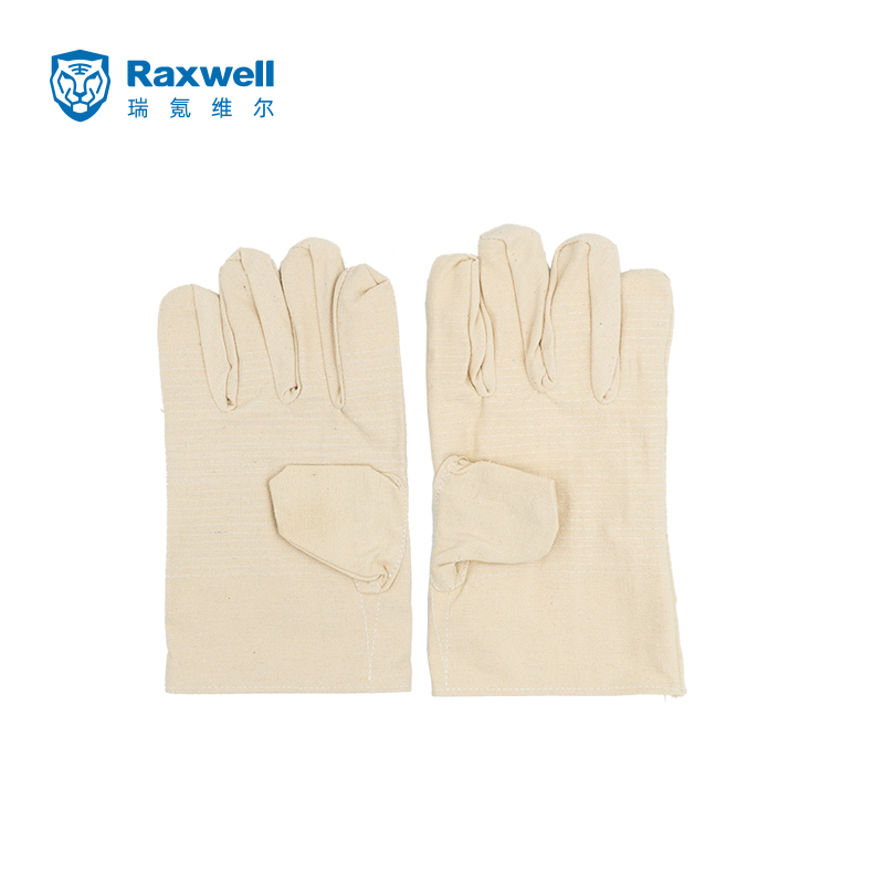 Raxwell 32道线全衬帆布手套(扣指)，2*2棉布，10副/袋