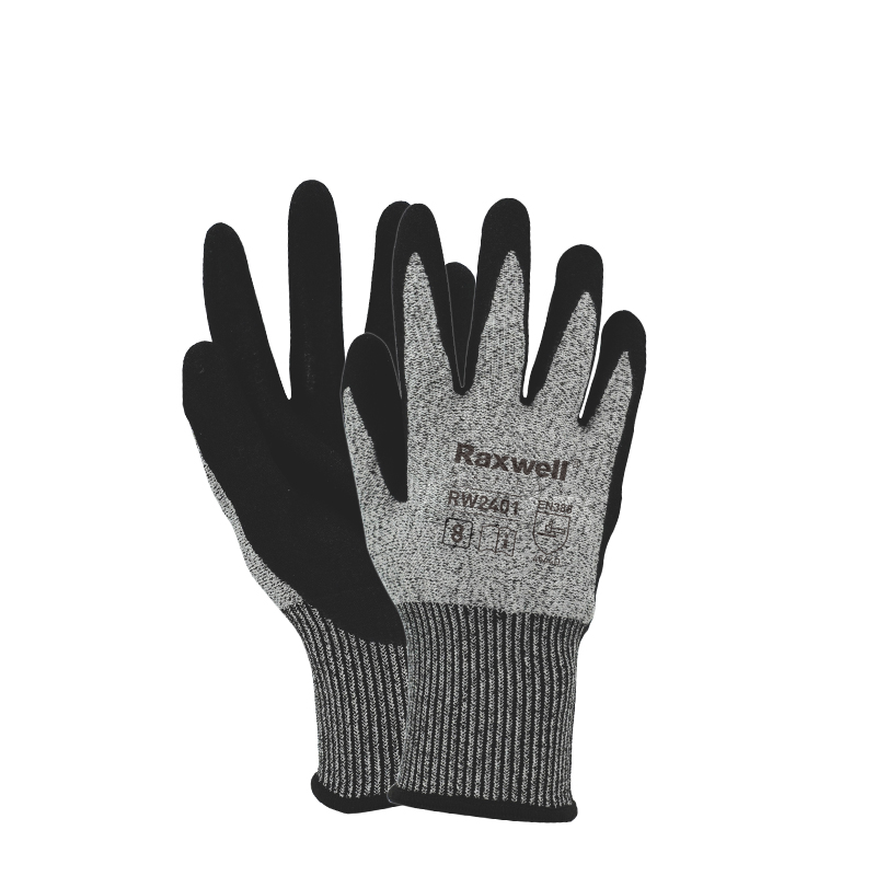 Raxwell HPPE C级防切割手套, 9"/L,丁腈磨砂，13针，RW2402，1副/袋
