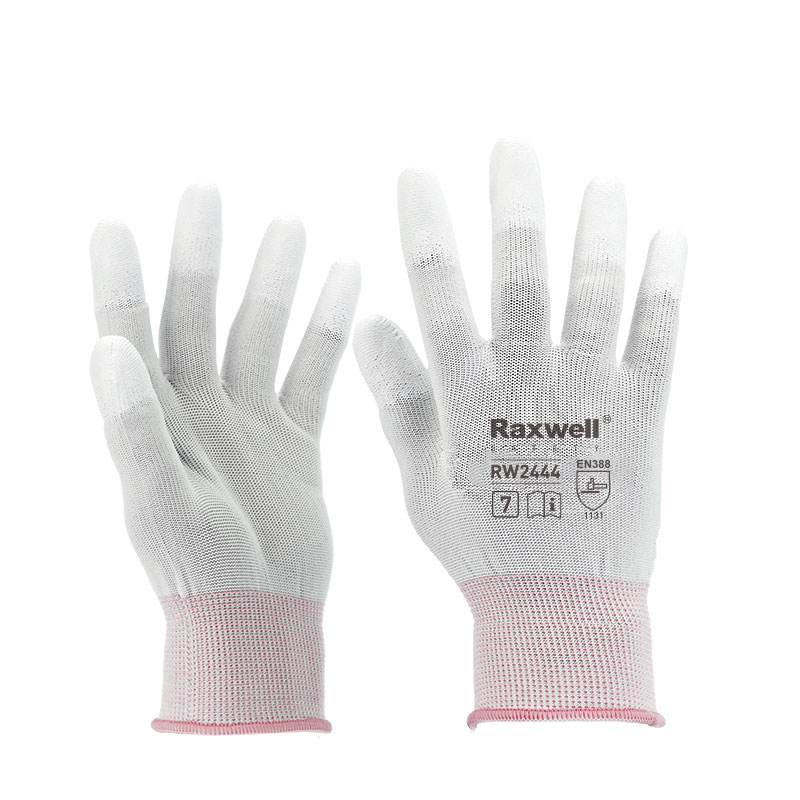 Raxwell 尼龙针织PU工作手套(指浸)，XL码，RW2447，10副/包（售完即止）