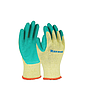 Raxwell 乳胶皱纹涂层手套，10针黄涤棉绿乳胶手套，掌浸，均码，RW2463，12副/袋
